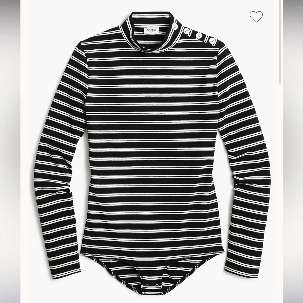 J. Crew Striped Mockneck bodysuit with button shoulders